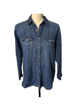 Bebe Blue Cotton Denim Shirt Size M